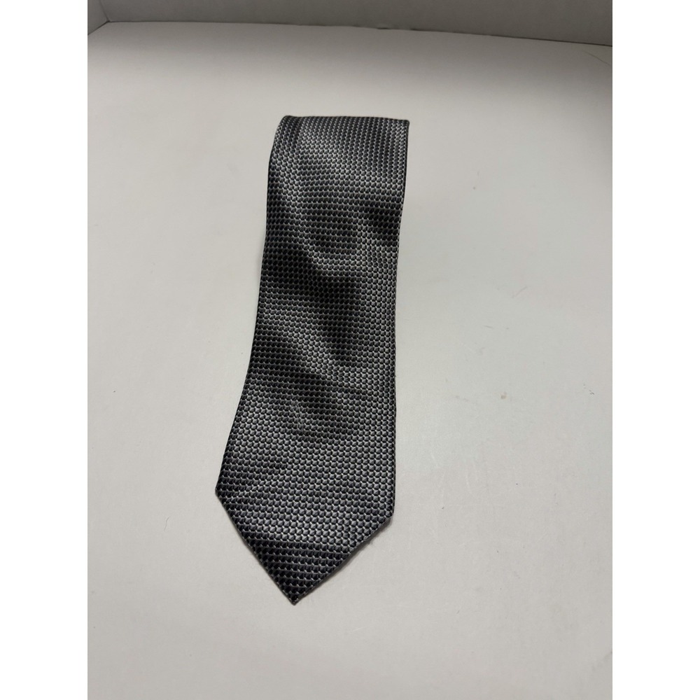 Arrow USA 1851 Mens Necktie Charcoal Grey Black Textured Geometric Pattern Tie